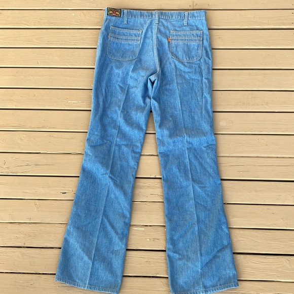 70's Levi's Orange Tab Light Wash High Rise Straight Bootcut Jeans mens 34/34 - Picture 14 of 16